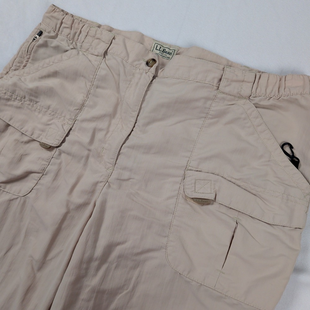 LL Bean Nylon Hiking Cargo Pants Women Size‎ Large Tan Utility Gorpcore Pockets
